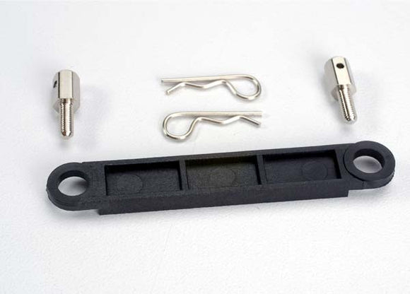 Battery hold-down plate (black)/ metal posts (2)/body clips (2) #3727