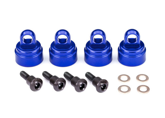 Shock caps, aluminum (blue-anodized) (4) (fits all Ultra Shocks) #3767A