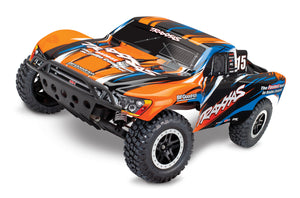 Fully assembled, Ready-To-Race®, with TQ™ 2.4GHz radio system, waterproof electronics with XL-5 Electronic Speed Control, Power Cell 7-cell NiHM battery, 4-amp DC Peak Detecting Fast Charger and Race Replica painted body. #58034-1