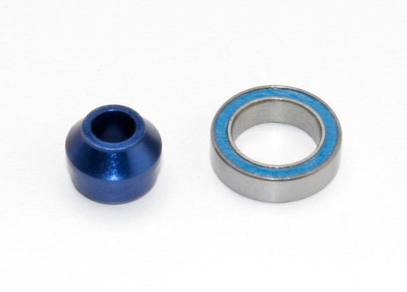Bearing adapter, 6160-T6 aluminum (blue-anodized) (1)/10x15x4mm ball bearing (blue rubber sealed) (1) (for slipper shaft) 6893X