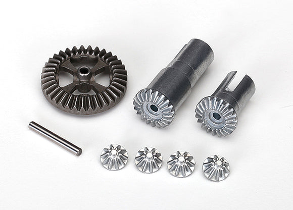 Gear set, differential, metal (output gears (2)/ spider gears (4)/ ring gear, 35T (1)/ 2x14.8mm pin (1)) #7579X