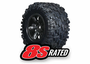 Tires & wheels, assembled, glued (X-Maxx® black wheels, Maxx® AT tires, foam inserts) (left & right) (2) #7772X